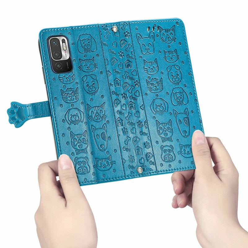 Capa Flip Para Xiaomi Redmi Note 10 5G Animais Animados