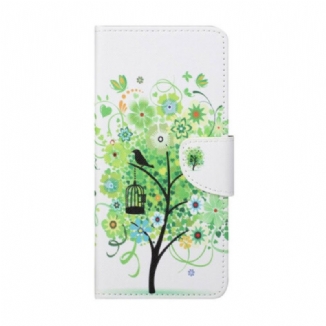 Capa Flip Para Xiaomi Redmi Note 10 5G Árvore De Folhagem Verde