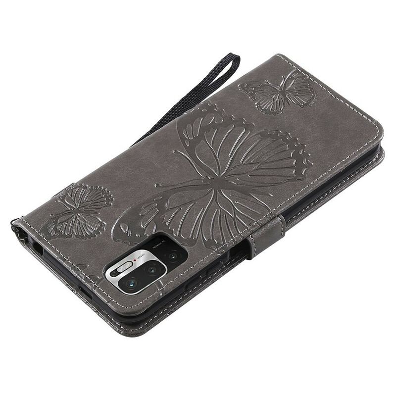 Capa Flip Para Xiaomi Redmi Note 10 5G Borboletas Gigantes