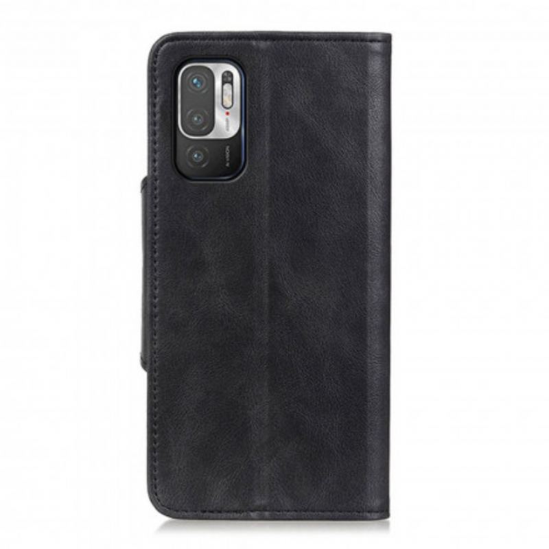 Capa Flip Para Xiaomi Redmi Note 10 5G Botão De Couro Falso