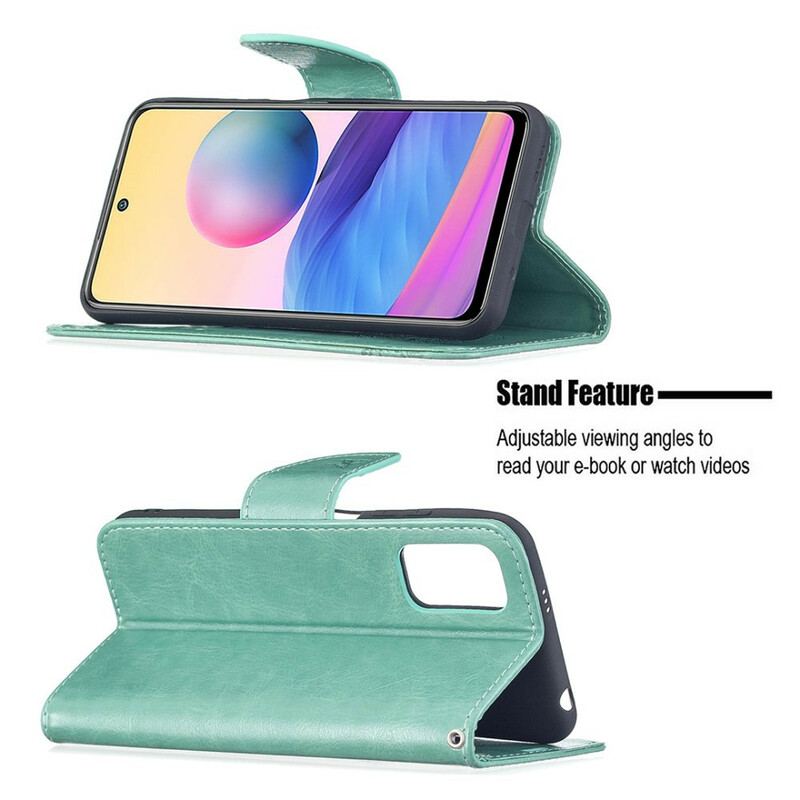 Capa Flip Para Xiaomi Redmi Note 10 5G De Cordão Strappy Estampado Borboletas