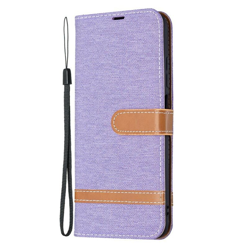 Capa Flip Para Xiaomi Redmi Note 10 5G De Cordão Tecido De Alça