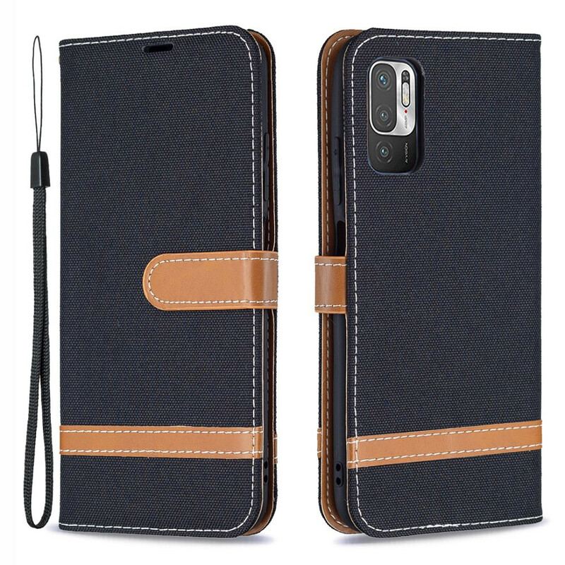 Capa Flip Para Xiaomi Redmi Note 10 5G De Cordão Tecido De Alça