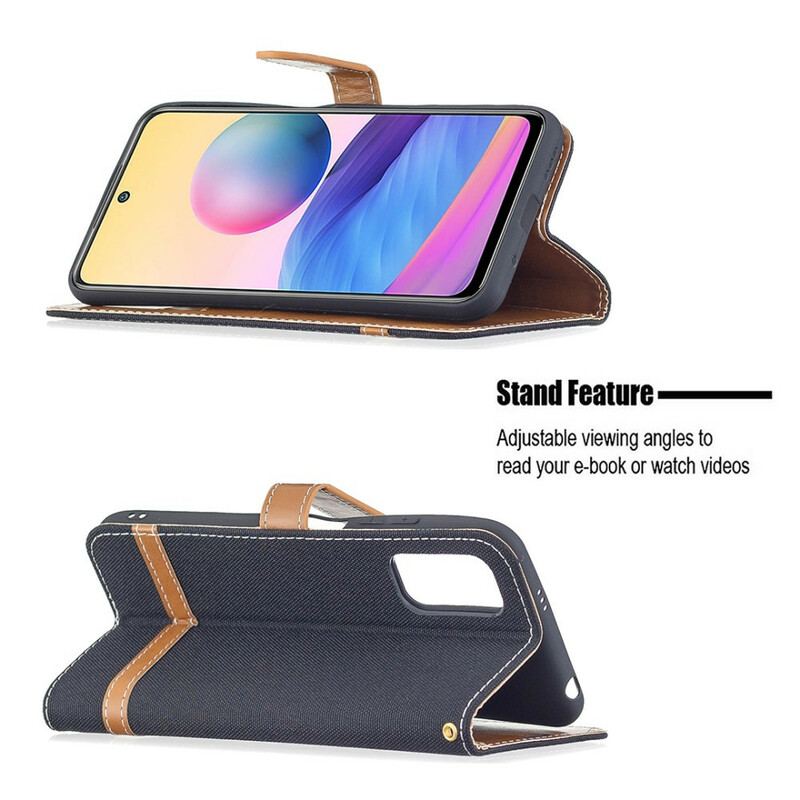 Capa Flip Para Xiaomi Redmi Note 10 5G De Cordão Tecido De Alça