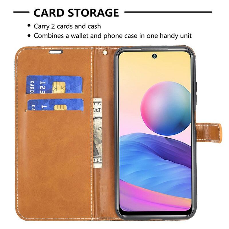 Capa Flip Para Xiaomi Redmi Note 10 5G De Cordão Tecido De Alça