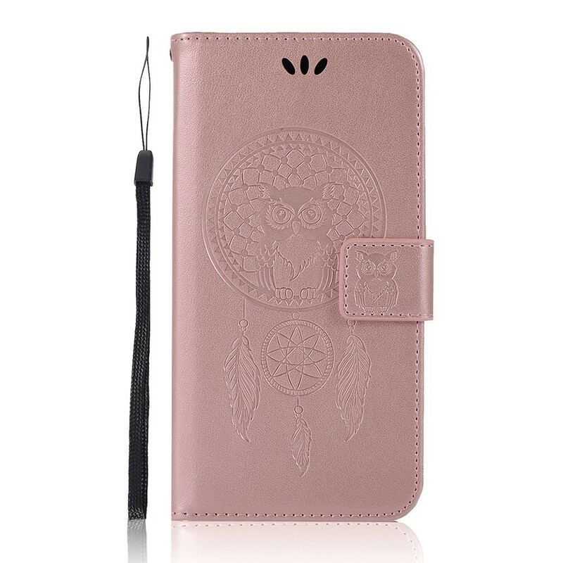 Capa Flip Para Xiaomi Redmi Note 10 5G Coruja Apanhador De Sonhos