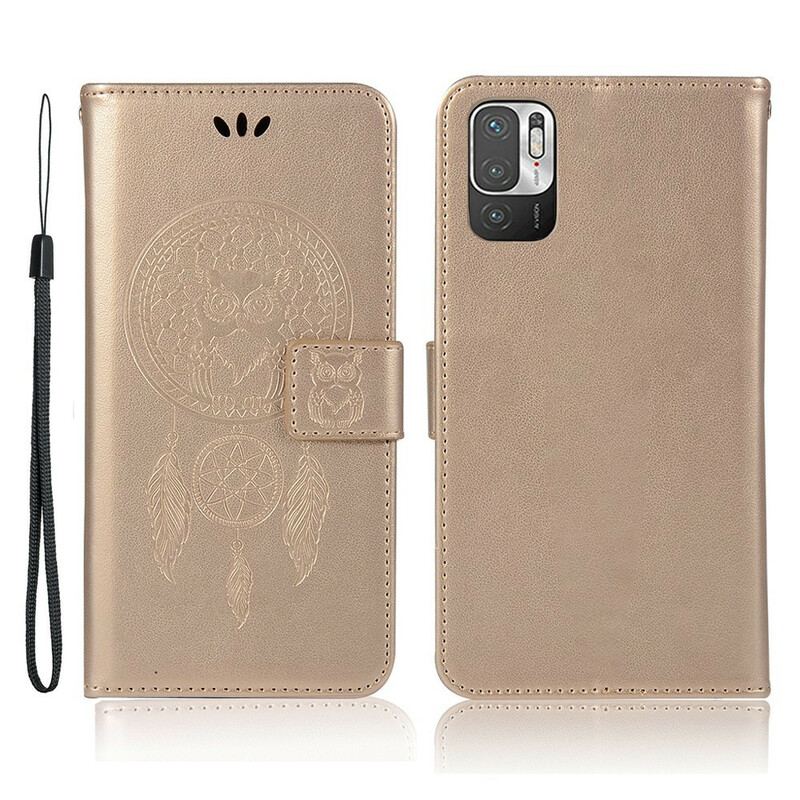 Capa Flip Para Xiaomi Redmi Note 10 5G Coruja Apanhador De Sonhos