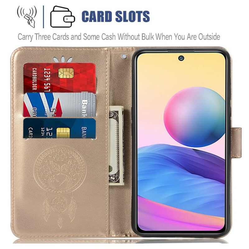 Capa Flip Para Xiaomi Redmi Note 10 5G Coruja Apanhador De Sonhos