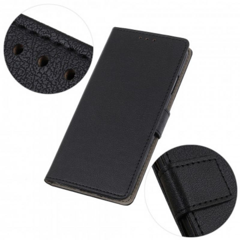 Capa Flip Para Xiaomi Redmi Note 10 5G Couro Falso Clássico