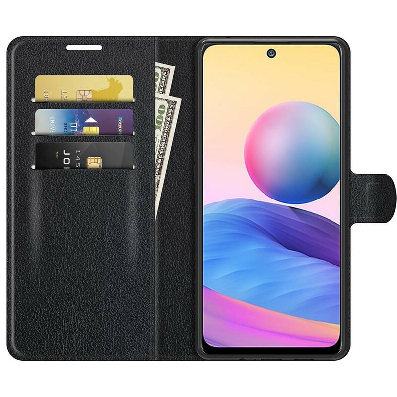 Capa Flip Para Xiaomi Redmi Note 10 5G Couro Falso Clássico