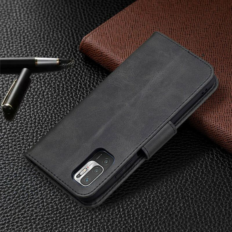 Capa Flip Para Xiaomi Redmi Note 10 5G De Couro Retalho Liso Oblíquo