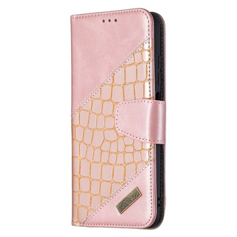 Capa Flip Para Xiaomi Redmi Note 10 5G Efeito Clássico De Pele De Crocodilo