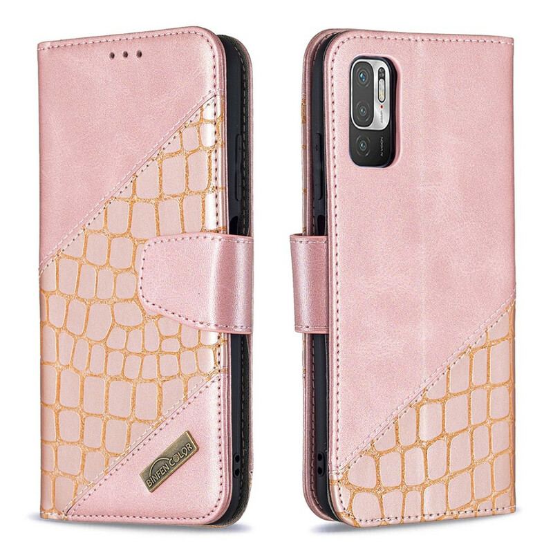 Capa Flip Para Xiaomi Redmi Note 10 5G Efeito Clássico De Pele De Crocodilo