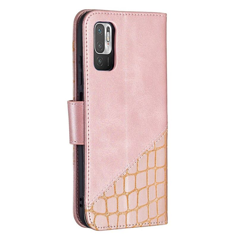 Capa Flip Para Xiaomi Redmi Note 10 5G Efeito Clássico De Pele De Crocodilo