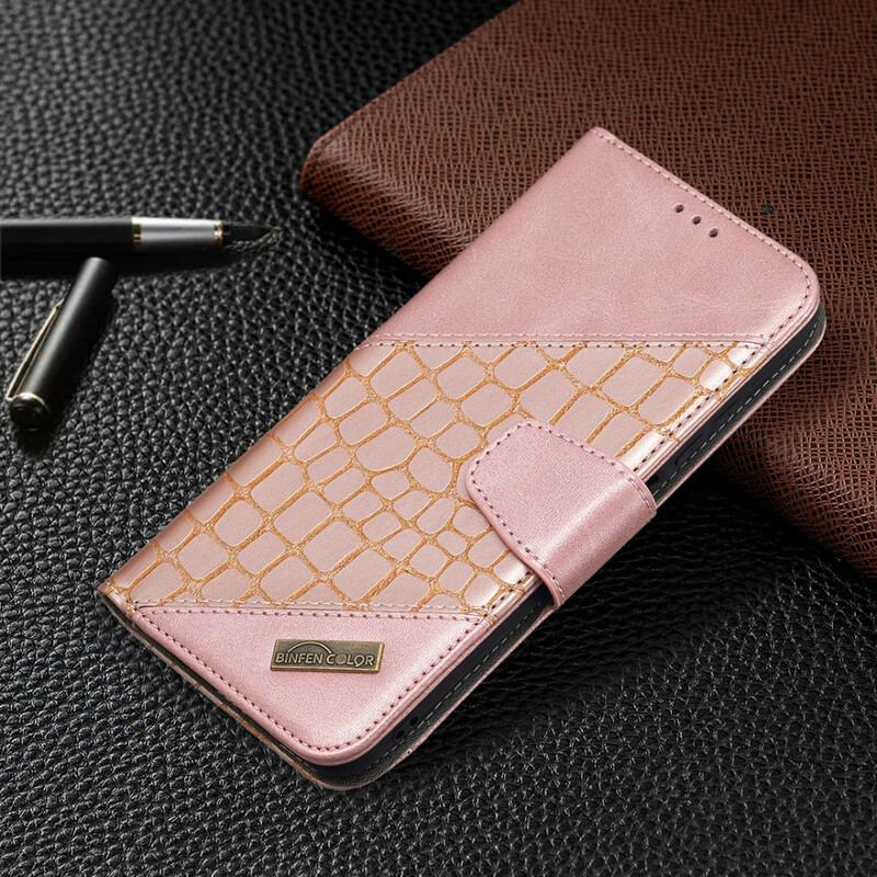 Capa Flip Para Xiaomi Redmi Note 10 5G Efeito Clássico De Pele De Crocodilo