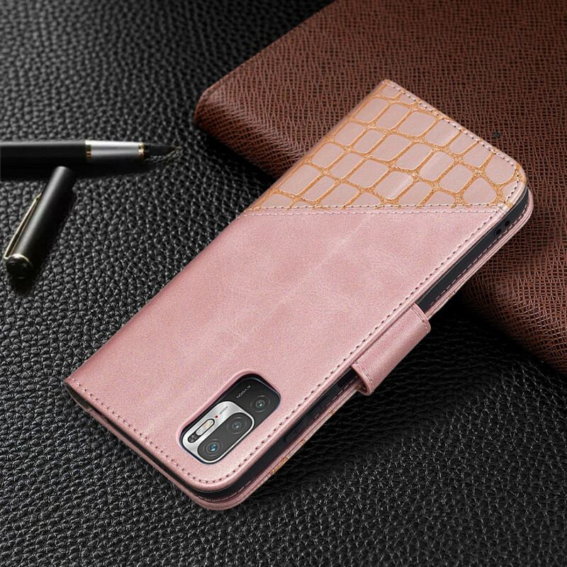 Capa Flip Para Xiaomi Redmi Note 10 5G Efeito Clássico De Pele De Crocodilo