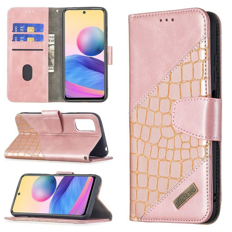 Capa Flip Para Xiaomi Redmi Note 10 5G Efeito Clássico De Pele De Crocodilo