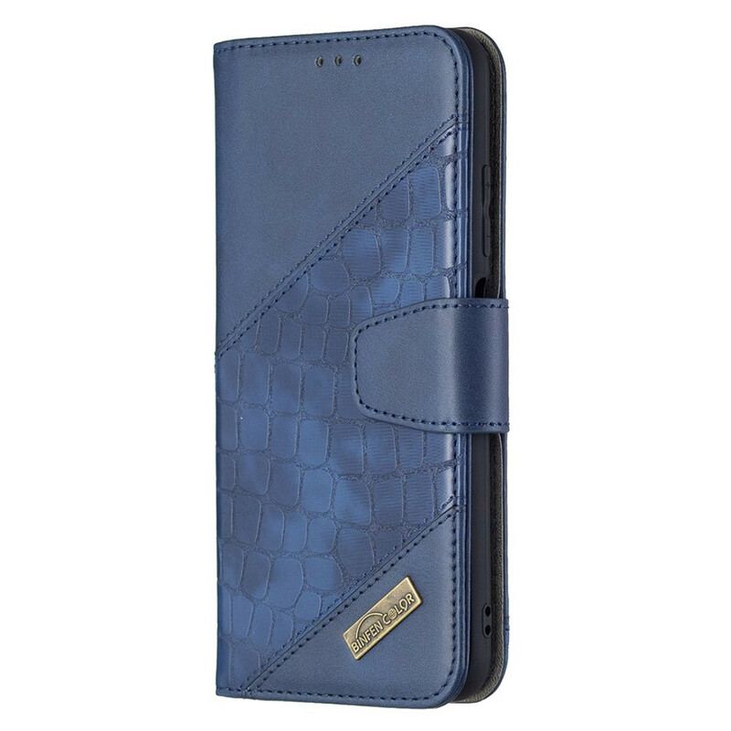 Capa Flip Para Xiaomi Redmi Note 10 5G Efeito Clássico De Pele De Crocodilo