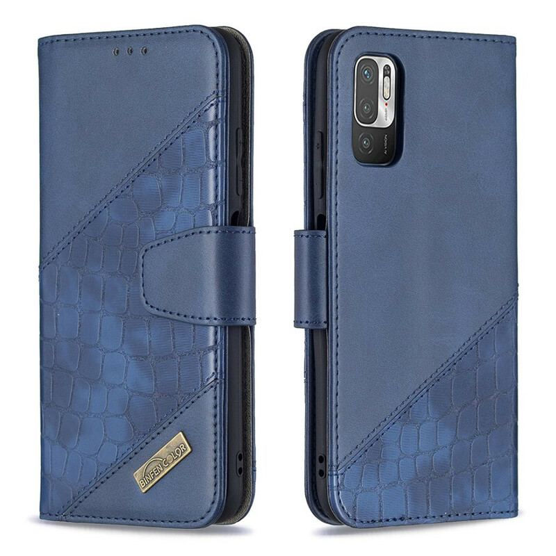 Capa Flip Para Xiaomi Redmi Note 10 5G Efeito Clássico De Pele De Crocodilo