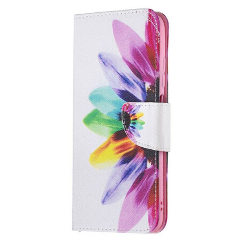 Capa Flip Para Xiaomi Redmi Note 10 5G Flor Aquarela