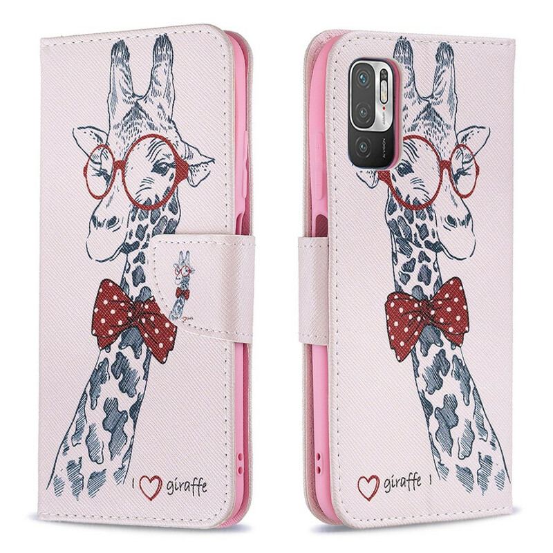 Capa Flip Para Xiaomi Redmi Note 10 5G Girafa Inteligente