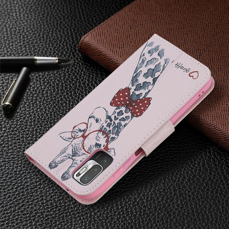 Capa Flip Para Xiaomi Redmi Note 10 5G Girafa Inteligente