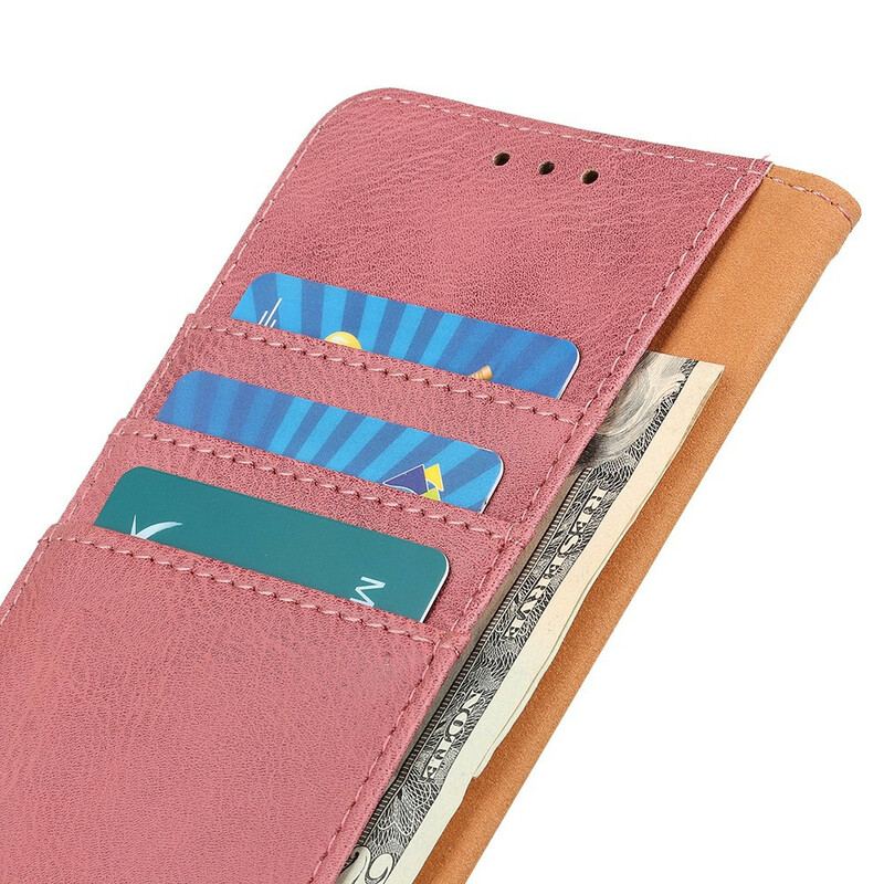 Capa Flip Para Xiaomi Redmi Note 10 5G Khazneh Retrô Split Couro Sintético