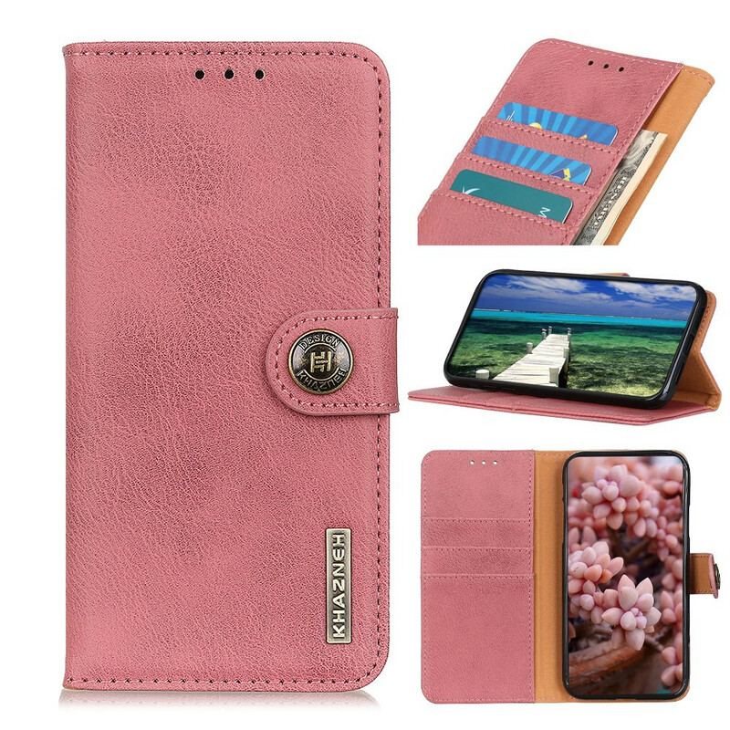 Capa Flip Para Xiaomi Redmi Note 10 5G Khazneh Retrô Split Couro Sintético