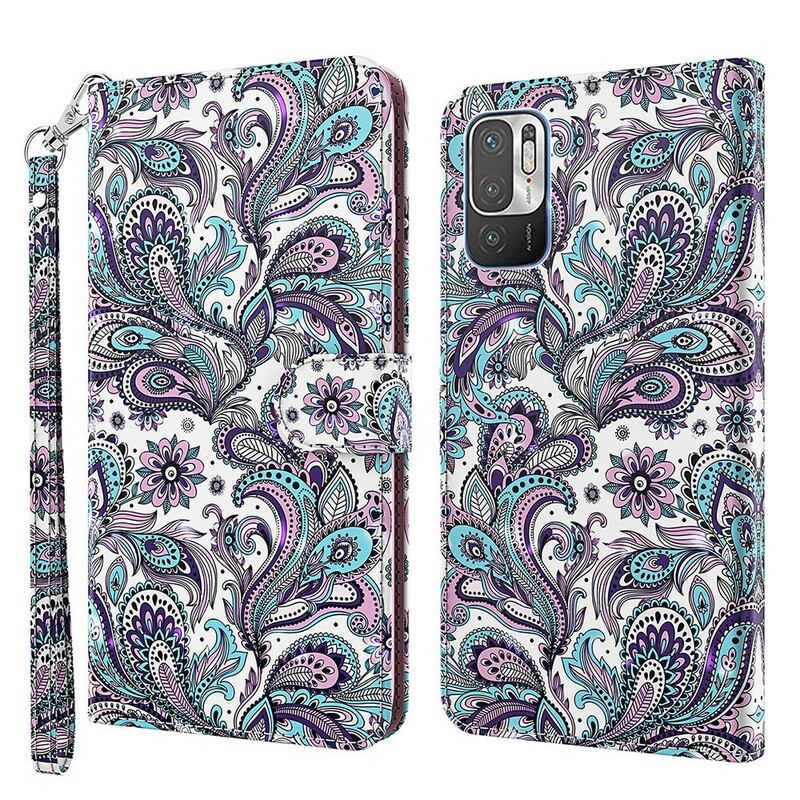 Capa Flip Para Xiaomi Redmi Note 10 5G Padrões De Flores