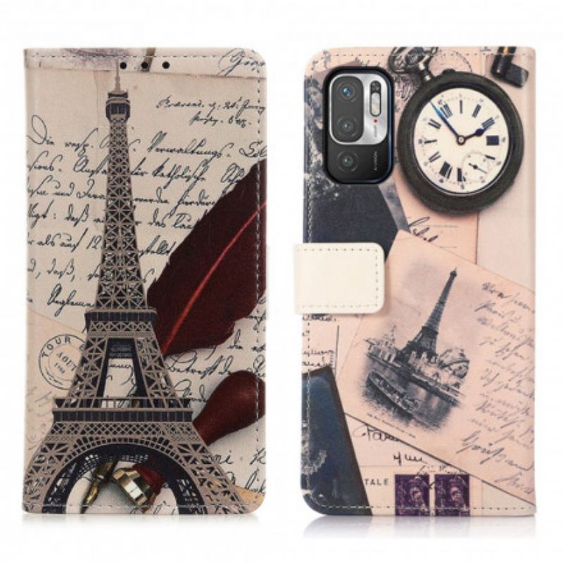 Capa Flip Para Xiaomi Redmi Note 10 5G Torre Eiffel Do Poeta