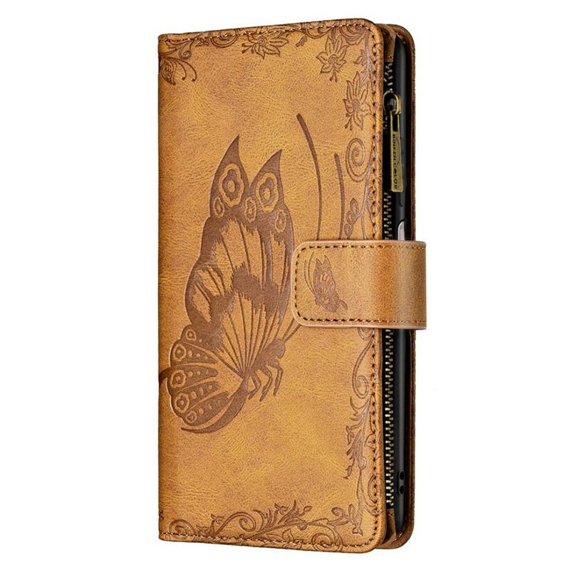 Capa Folio Para Xiaomi Redmi Note 10 5G Bolso Com Zíper Borboleta