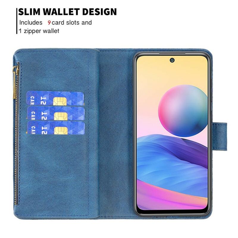 Capa Folio Para Xiaomi Redmi Note 10 5G Bolso Com Zíper Borboleta