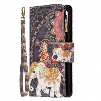 Capa Folio Para Xiaomi Redmi Note 10 5G Bolso Elefante Com Zíper