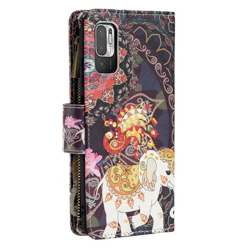 Capa Folio Para Xiaomi Redmi Note 10 5G Bolso Elefante Com Zíper