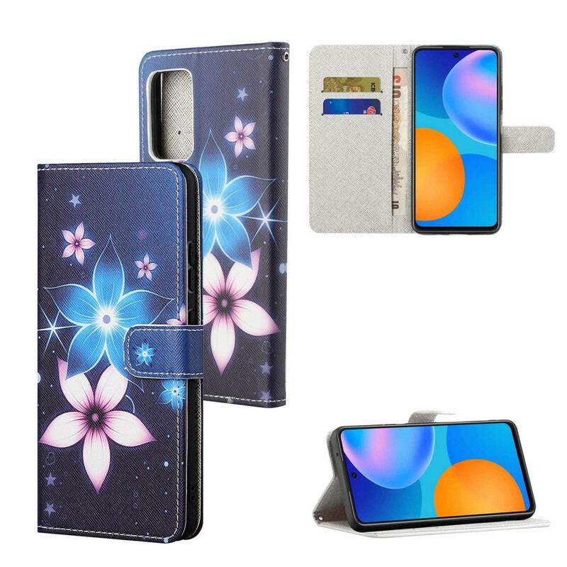 Capa Folio Para Xiaomi Redmi Note 10 5G De Cordão Flores De Cinta Lunar