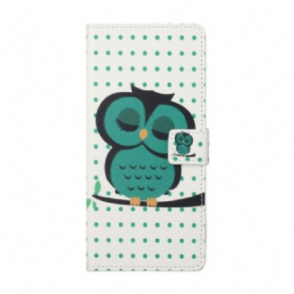 Capa Folio Para Xiaomi Redmi Note 10 5G Coruja Adormecida