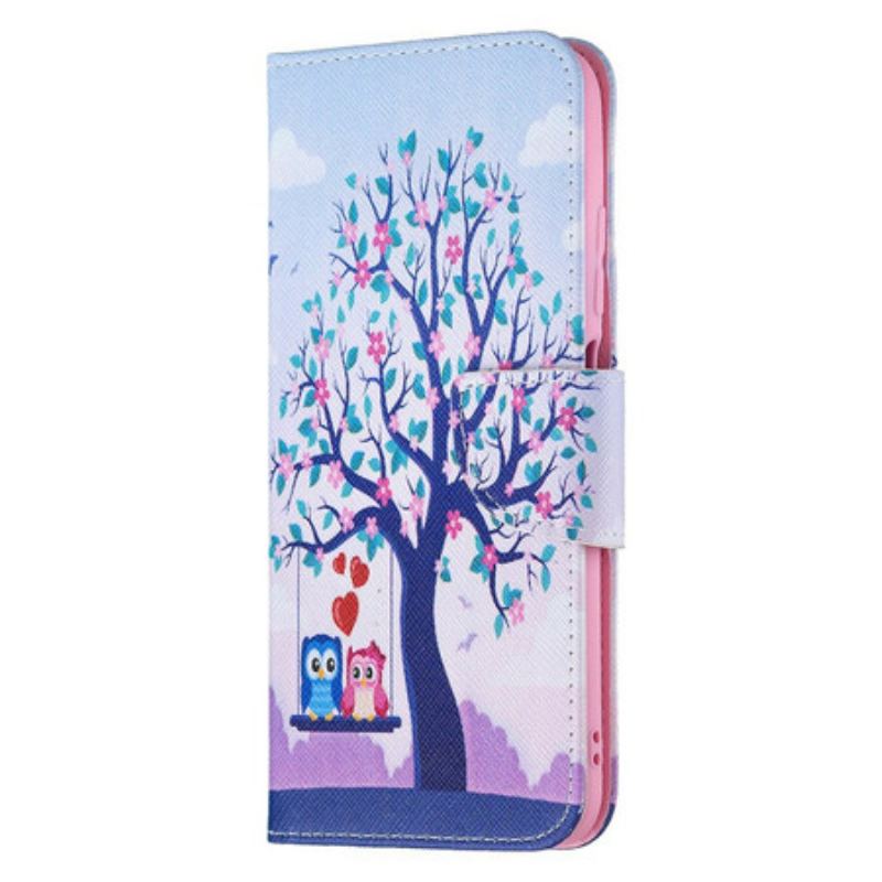 Capa Folio Para Xiaomi Redmi Note 10 5G Corujas No Balanço