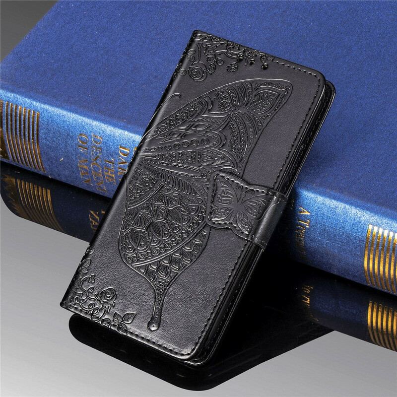 Capa Folio Para Xiaomi Redmi Note 10 5G Meia Borboleta