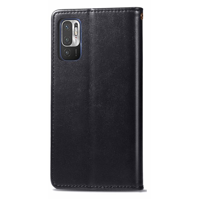 Capa Folio Para Xiaomi Redmi Note 10 5G /poco M3 Pro 5g Fecho De Rebite E Cordão