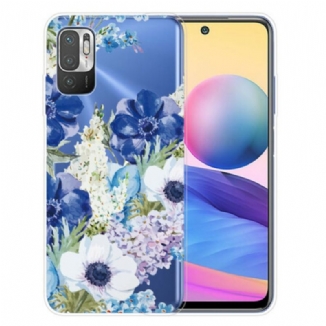 Capa Para Xiaomi Redmi Note 10 5G Aquarela Flores Azuis