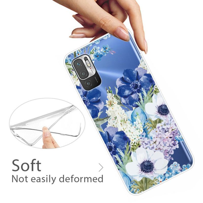 Capa Para Xiaomi Redmi Note 10 5G Aquarela Flores Azuis