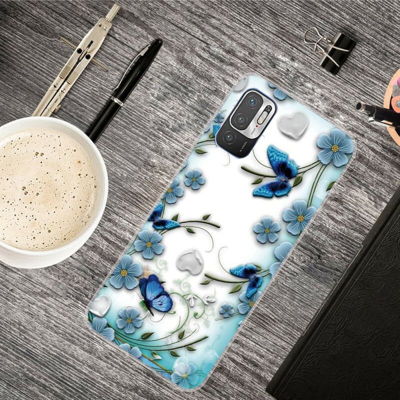 Capa Para Xiaomi Redmi Note 10 5G Borboletas E Flores Retrô