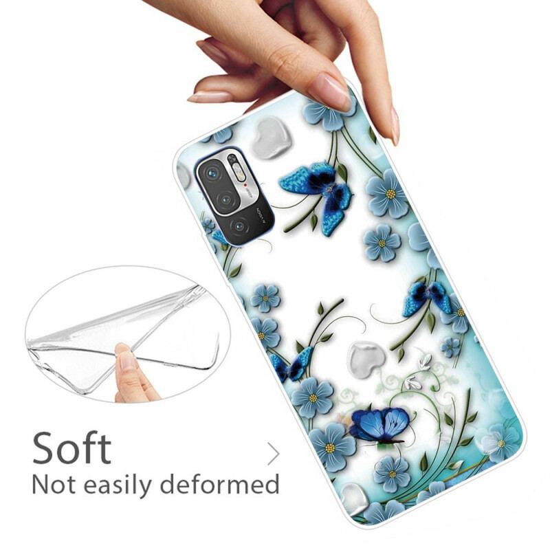 Capa Para Xiaomi Redmi Note 10 5G Borboletas E Flores Retrô