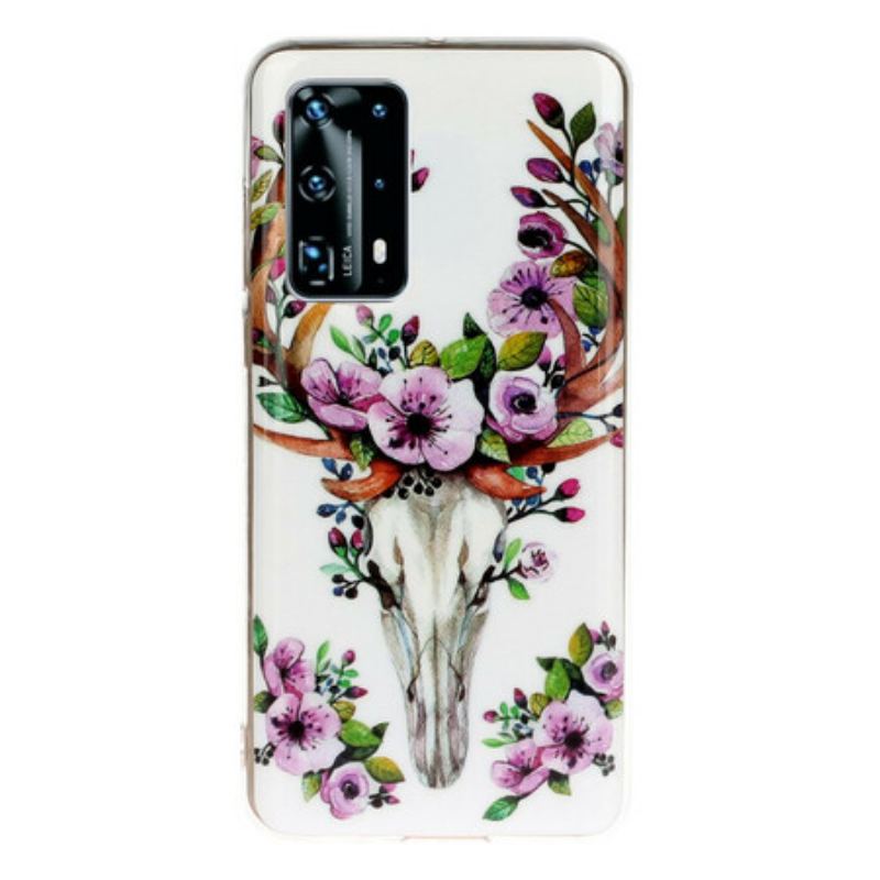 Capa De Celular Para Huawei P40 Pro Alce Floral Fluorescente