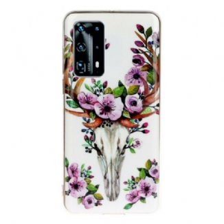 Capa De Celular Para Huawei P40 Pro Alce Floral Fluorescente