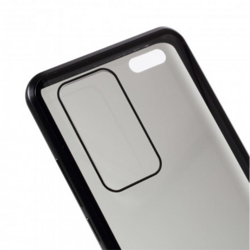 Capa De Celular Para Huawei P40 Pro Bordas De Metal E Vidro Duplo Temperado