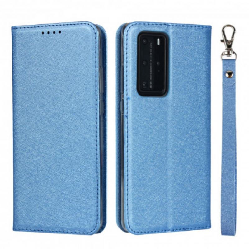 Capa De Celular Para Huawei P40 Pro Flip Estilo De Couro Macio Com Alça