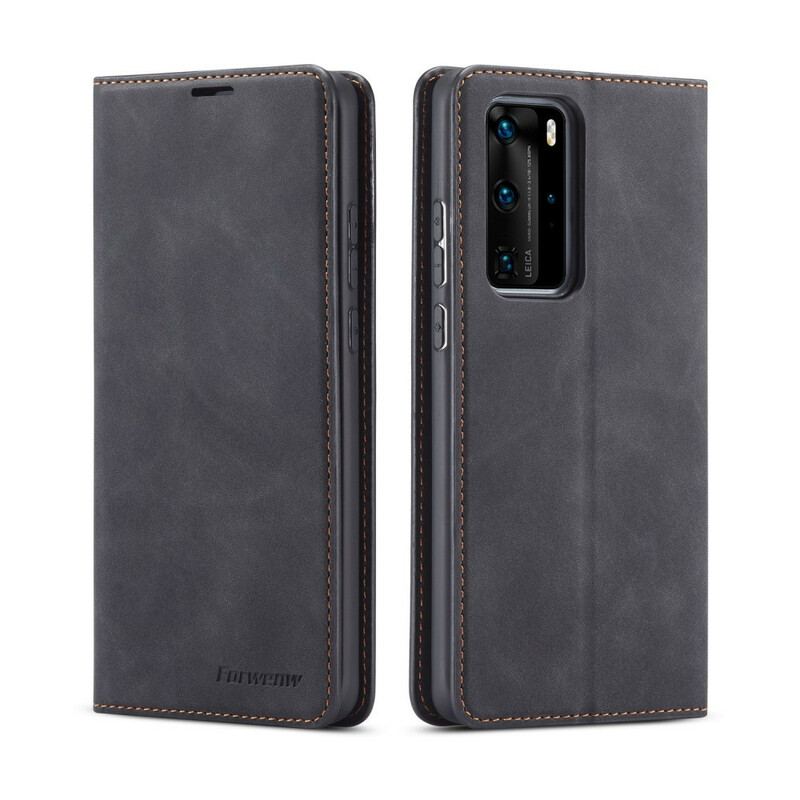 Capa De Celular Para Huawei P40 Pro Flip Forwenw Efeito Couro