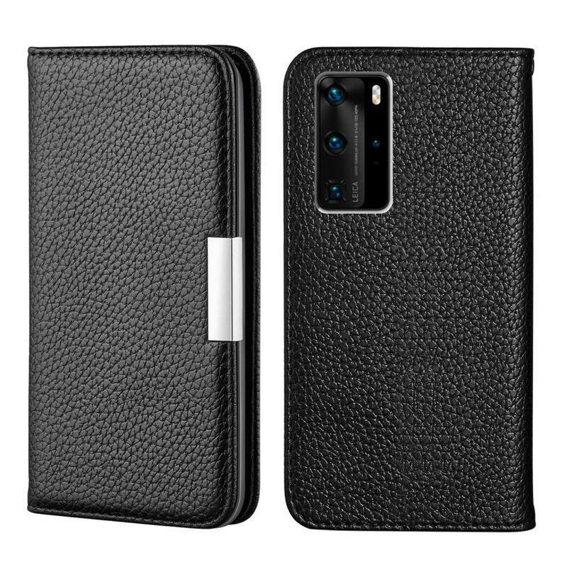 Capa De Celular Para Huawei P40 Pro Flip Lichia Ultra Chic Faux Couro