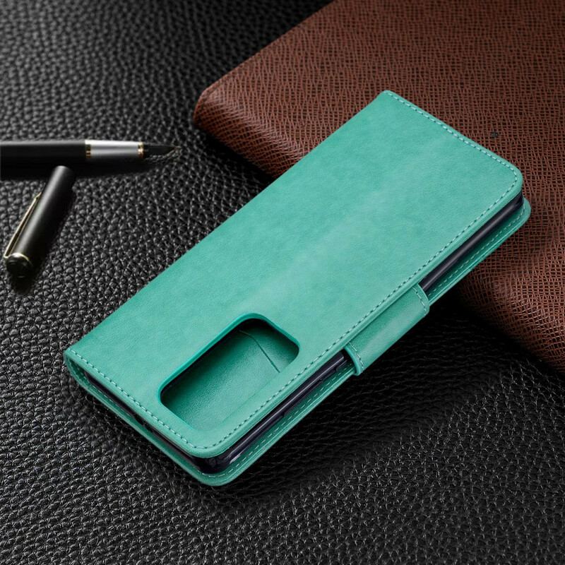 Capa Em Pele Para Huawei P40 Pro Flip Borboletas E Aba Oblíqua